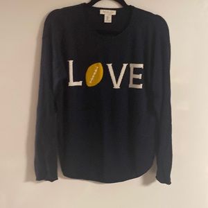NWT Rachel Zoe Love Football Game Day Cashmere Blend Crewneck Sweater